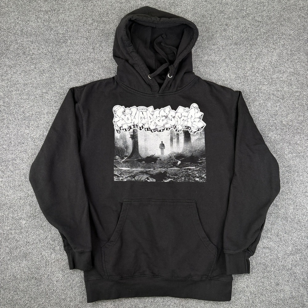 VTG Downpresser Hoodie Mens M Black Hardcore Band King Nine Foundation Backtrack